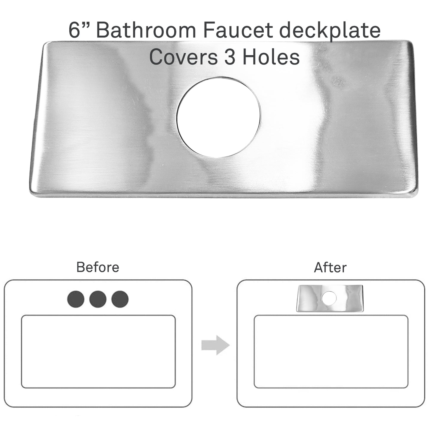 6-inch Rectangle Bathroom Faucet Deck Plate, D3 Series