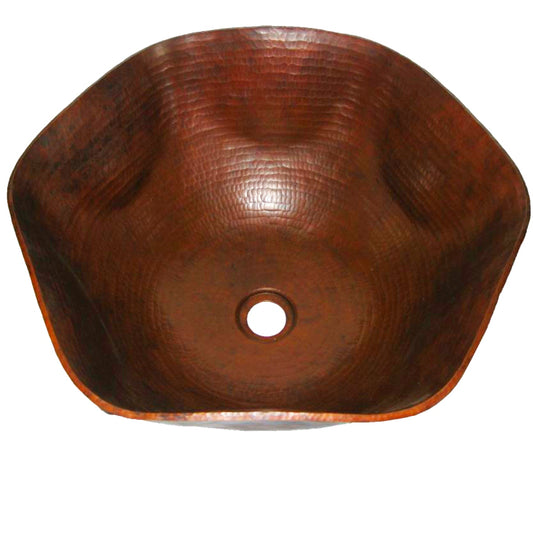 Scalloped Hammered Copper Vessel Sink in Antique TCV-005AN