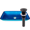 Blue Hand-Foiled Rectangle Glass Vessel Bath Sink TIG-S132-199