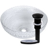 Cristallo Diamond Clear Crystal Glass Vessel Round Bathroom Sink NCG-2408