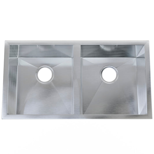 Contemporary Zero Radius Double Bowl Stainless Steel Kitchen Sink - NKSS-DBART02
