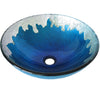 Hand Painted Blue and Silver Round Glass Sink NOHP-G017