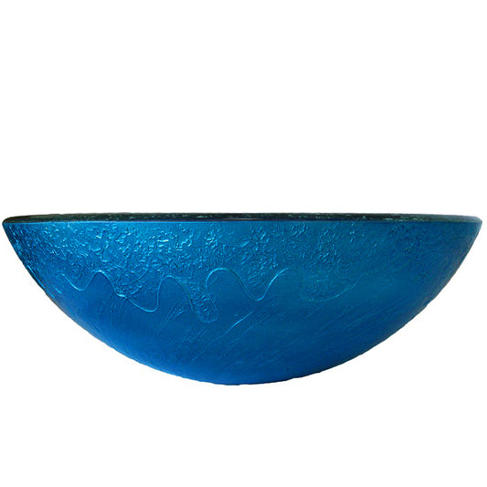 Hand Painted Blue and Silver Round Glass Sink NOHP-G017