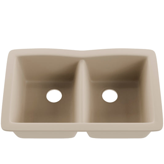 Double Bowl Undermount Granite Composite Sink in Sand - NKGC-5050UND-SA