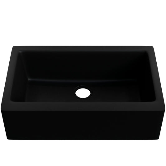 Single Bowl Farmhouse Granite Composite Sink in Absolute Black - NKGC-SBFARM-AB