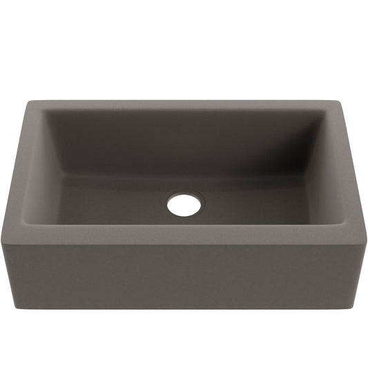 Single Bowl Farmhouse Granite Composite Sink in Ash - NKGC-SBFARM-AS