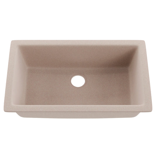 Top view of Novatto single bowl undermount granite composite kitchen sink in wheat color, durable and stylish for modern kitchens.