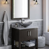 Clear Slate Grey Oval Slipper Tempered Glass Vessel Sink TIS-324G