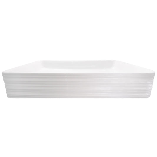 Rectangular White Porcelain Sink with Grooved Exterior, NP-208513