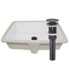 Shallow Rectangular Undermount White Porcelain Sink with Overflow, NP-U193911
