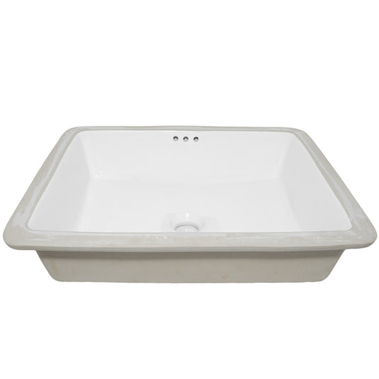 Shallow Rectangular Undermount White Porcelain Sink with Overflow, NP-U193911