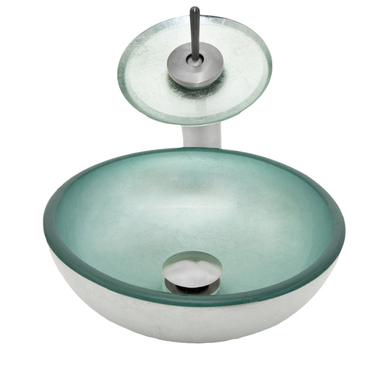 12-inch Silver Foiled Glass Vessel Bath Sink Set