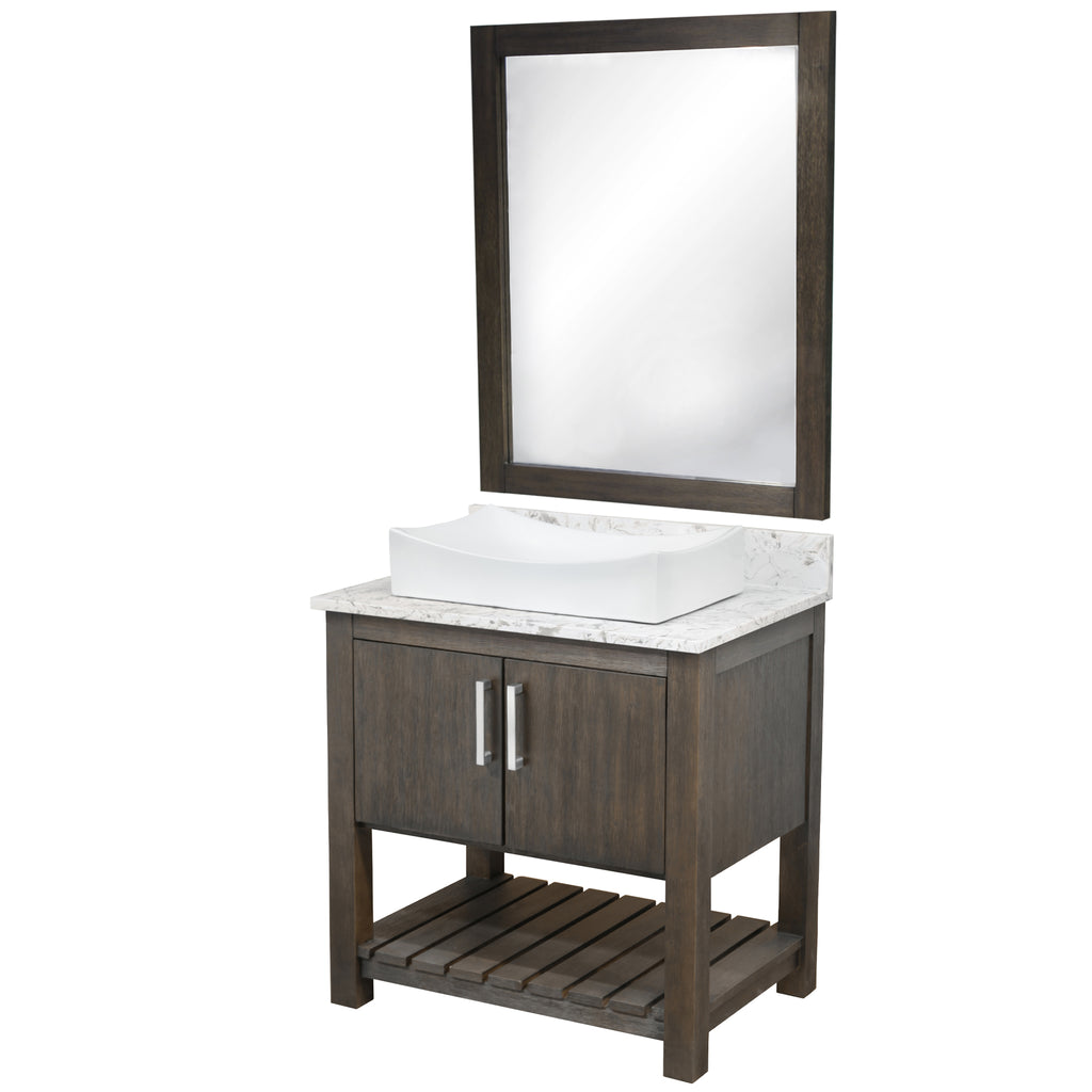30-inch Bath Vanity with Café Mocha Quartz Counter and Sink - NOBV-30CM-6001-01141