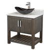 30-inch Bath Vanity w/ Café Mocha Quartz Counter, Sink & Faucet - NOBV-30CM-6001BN-0088031-136