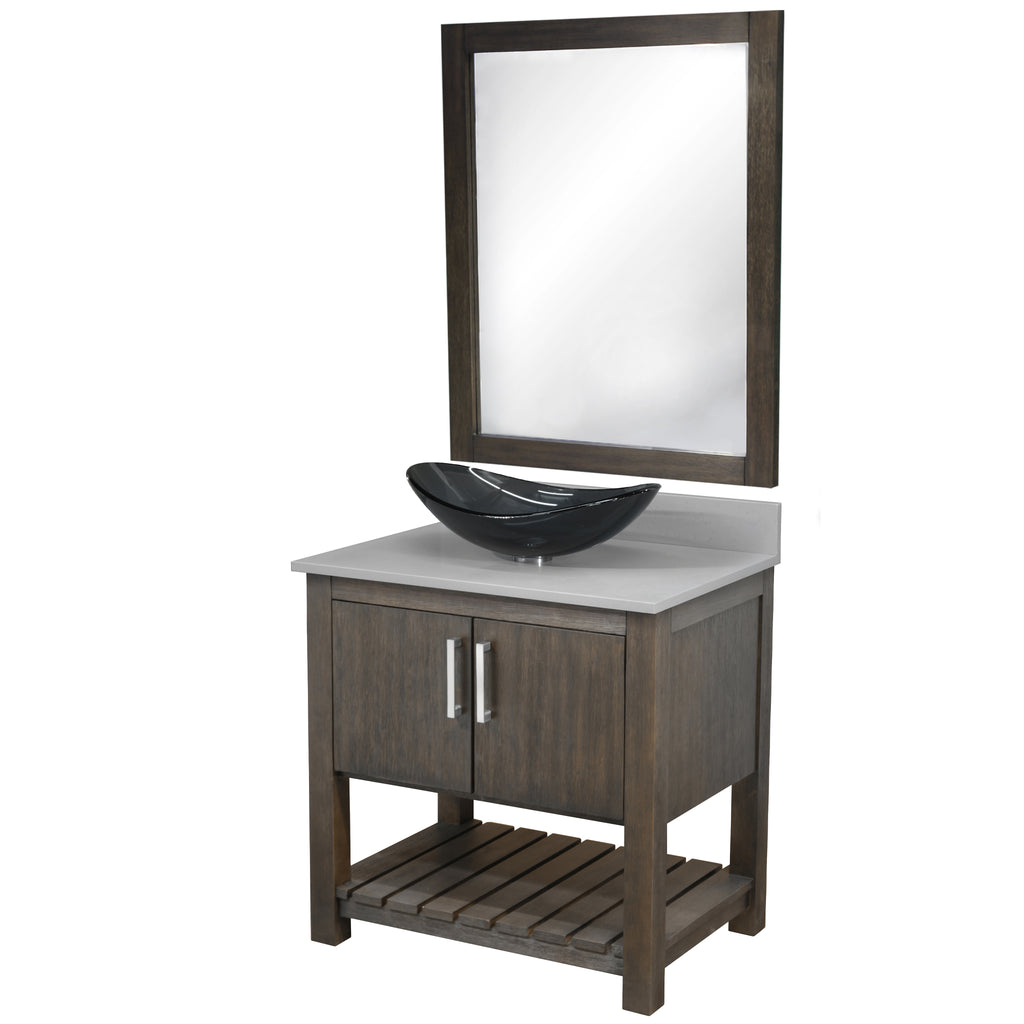 30-inch Bath Vanity with Storm Grey Quartz Counter and Sink - NOBV-30CM-280-324G