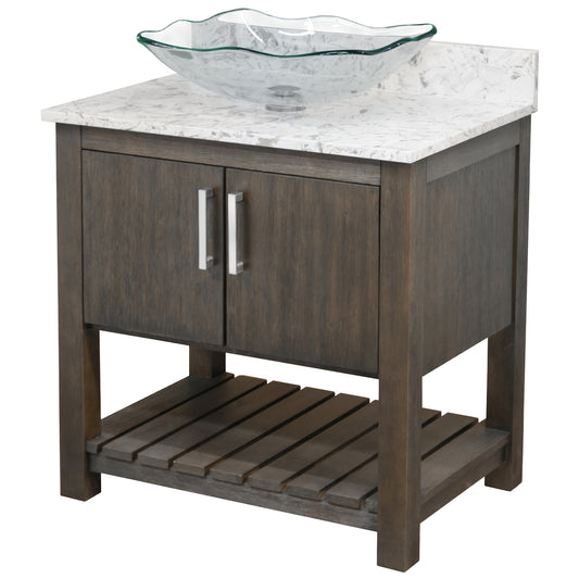 30-inch Bath Vanity with Café Mocha Quartz Counter and Sink - NOBV-30CM-6001-317C