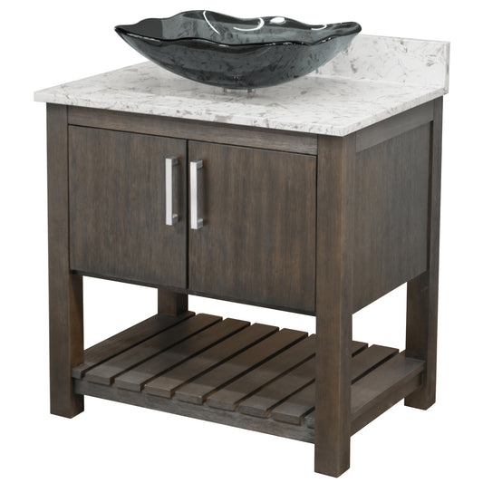 30-inch Bath Vanity with Café Mocha Quartz Counter and Sink - NOBV-30CM-6001-317G