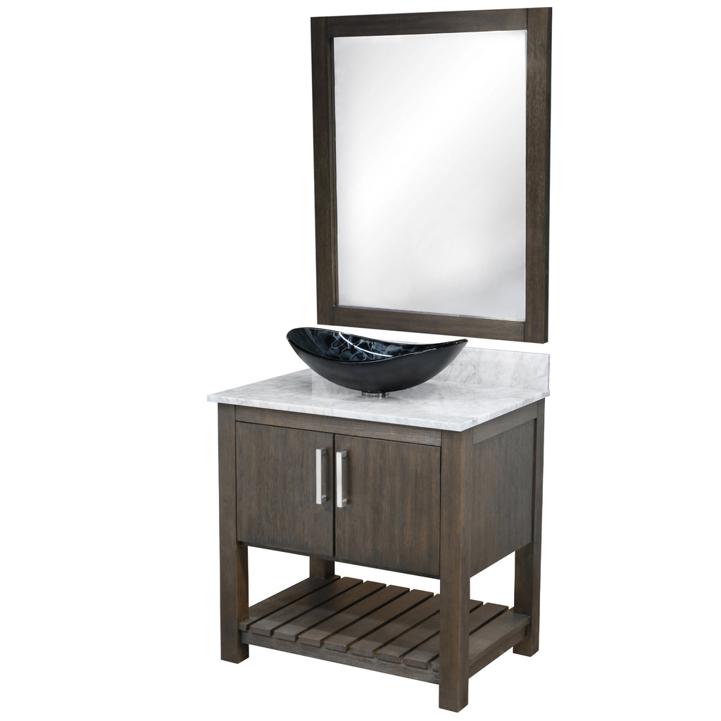 30-inch Bath Vanity with Carrara White Marble Counter and Sink - NOBV-30CM-CAR-G012-8031