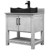 30-inch Bath Vanity w/ Storm Grey Quartz Counter, Sink & Faucet - NOBV-30SG-280MB-01141MB136