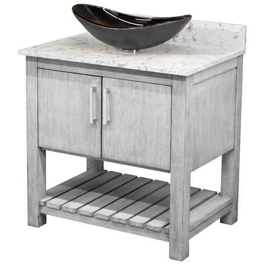 30-inch Bath Vanity with Café Mocha Quartz Counter and Sink - NOBV-30SG-6001-0088031