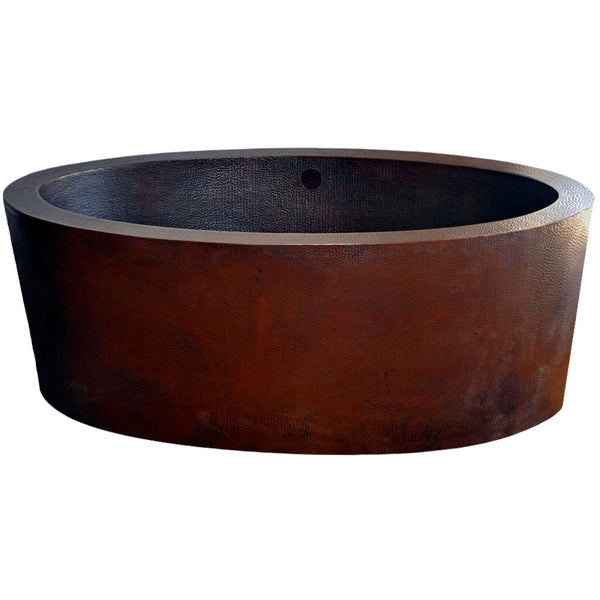 Freestanding Hammered Copper Oval Bath Tub, Dakota