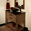 black and copper glass sink lifestyle