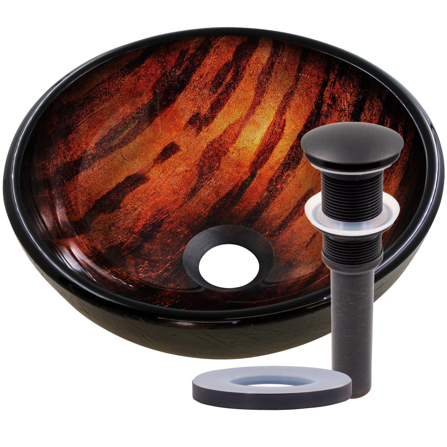 Mini 12" Hand Painted Brown Camouflage Glass Vessel Sink NOHP-G025-12