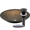 Hand Painted Green Khaki Glass Vessel Bath Sink NOHP-G031