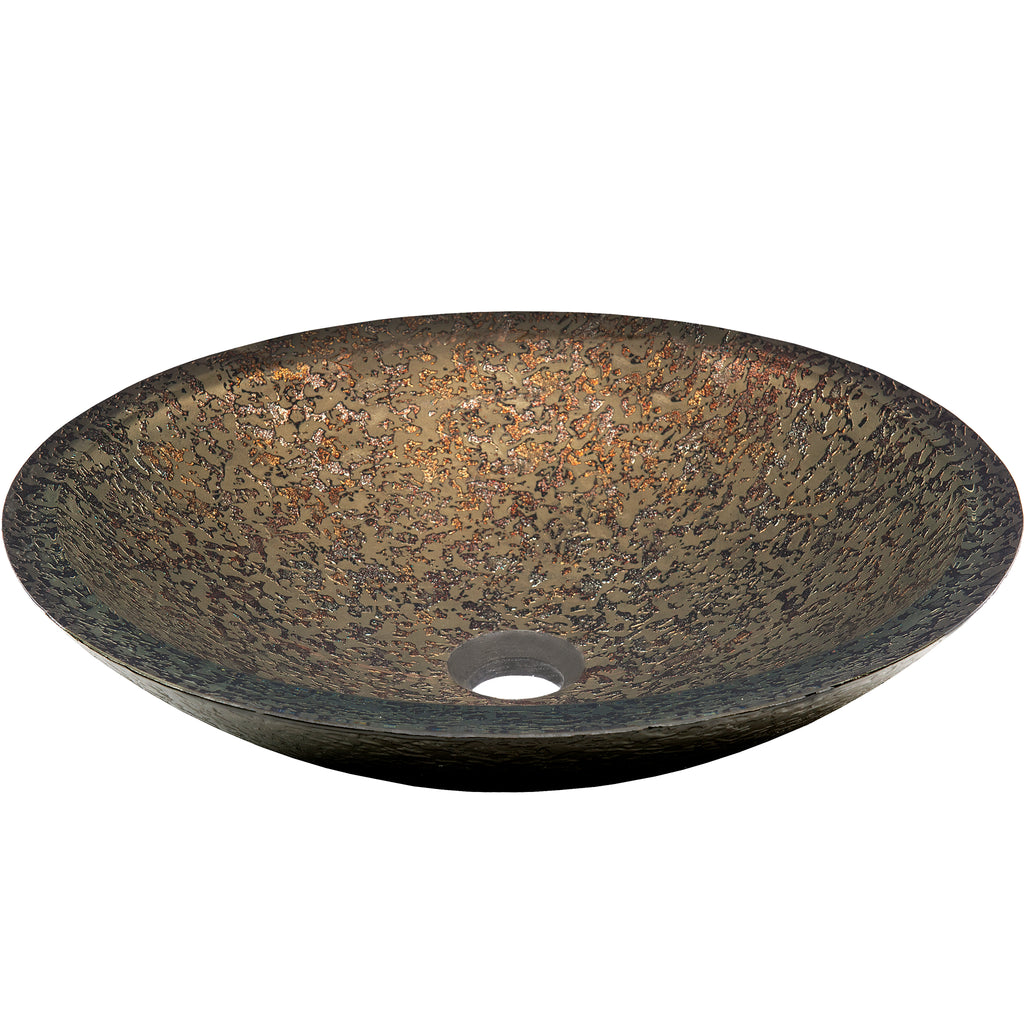 Hand Painted Green Khaki Glass Vessel Bath Sink NOHP-G031