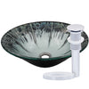 Artsy Glass Vessel Bath Sink with pop-up drain, chrome