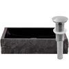 black granite stone vessel sink umbrella drain brushed nickel
