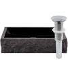 black granite stone vessel sink umbrella drain chrome