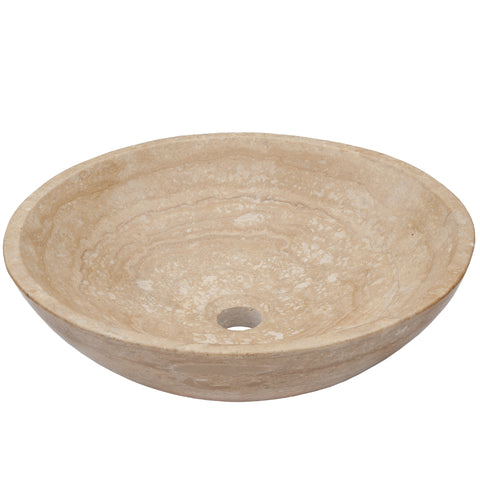 beige travertine vessel stone sink