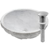 Carrara White Marble Vessel Sink, brushed nickel umbrella drain