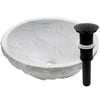 Carrara White Marble Vessel Sink, matte black umbrella drain