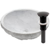 Carrara White Marble Vessel Sink, oil rubbed bronze umbrella drain