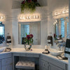 Carrara white marble stone vessel sink lifestyle