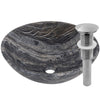 lunar marble stone vessel sink, umbrella drain brushed nickel