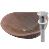 natural cobblestone vessel sink with brushed nickel umbrella drain