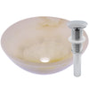 translucent white onyx vessel sink with drain