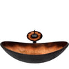 black and copper glass sink set