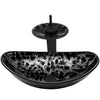 Black and Silver Oval Glass Vessel Sink Set