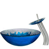 Round Hand Painted Blue / Silver Glass Sink Combo Series NSFC-017001