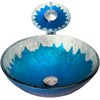 Round Hand Painted Blue / Silver Glass Sink Combo Series NSFC-017001