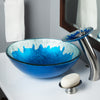 blue silver glass vessel sink set lifestyle