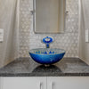 blue silver glass vessel sink set lifestyle