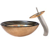 Yellow Glass Vessel Sink Set with matching faucet and pop-up drain