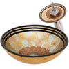 Yellow Glass Vessel Sink Set with matching faucet and pop-up drain