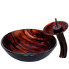 Brown Textured Pattern Glass Bath Sink Set