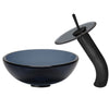 Mini 12" Clear Slate Grey Glass Vessel Sink Combo Set Series NSFC-168G-1217003